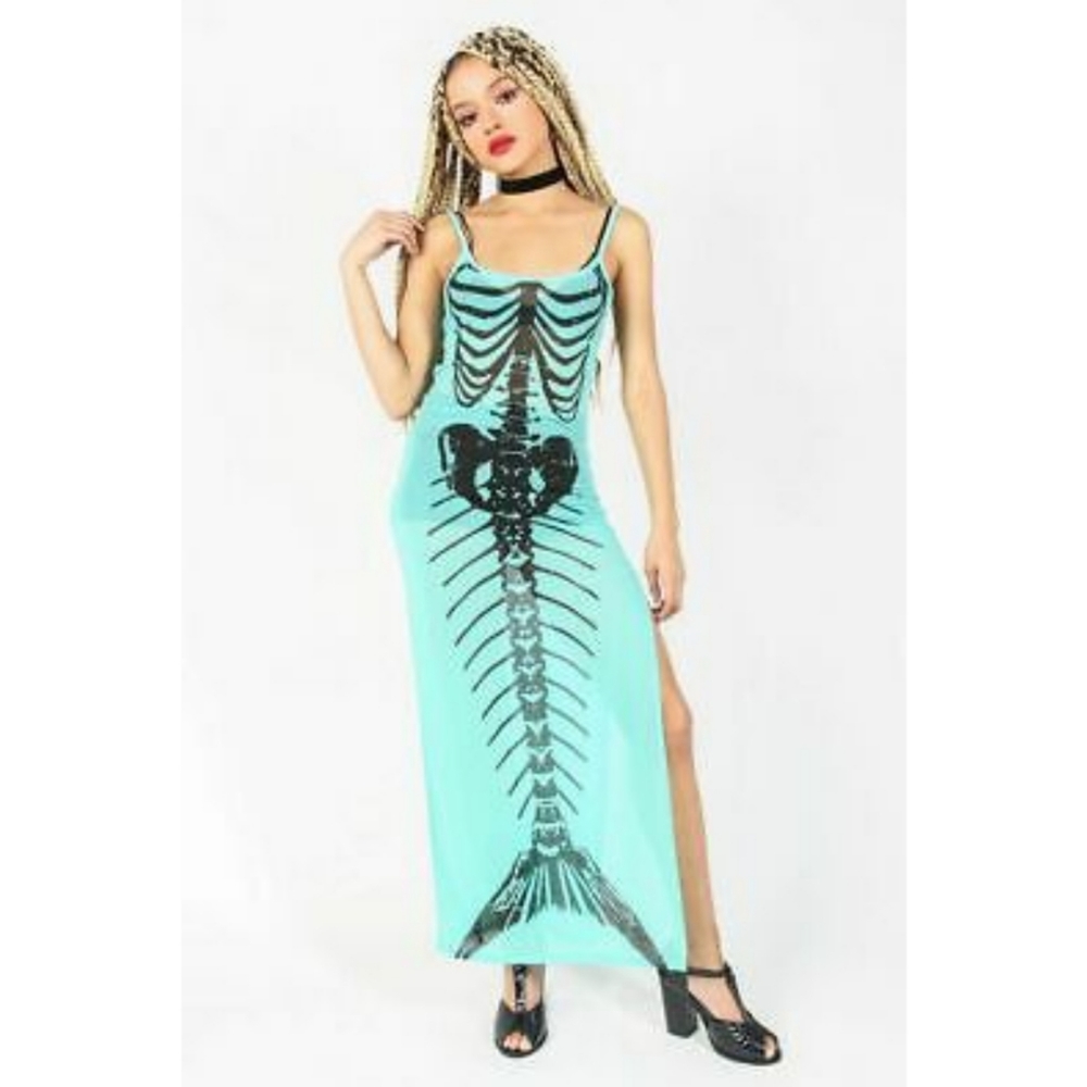HP!💎SALE! NWT Bone Deep Mesh Maxi Dress Aqua sz small